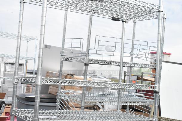 Two wire shelving units, metal construction, multiple tiers, sturdy build. Buyer dismantles, consider freight costs.