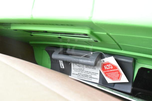 Honeywell Fendall Pure Flow 1000 Eyewash Station with attached instruction label and emergency tag, brand new condition.