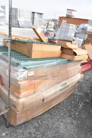 16 brand new scratch and dent items, including MetroMax iQ 63" mobile polymer post and Cambro Camshelving units.