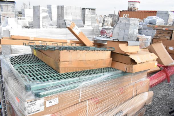 16 brand new scratch and dent items: Metro MX63UP iQ 63" post, Cambro CPU186072V5480 shelving unit, Cambro CPSK1872V5480 kit.