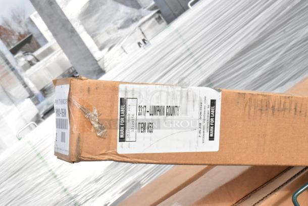 Cardboard box with label "3317 - Lumpkin County, Item K53" visible. Box taped and slightly worn. Part of scratch and dent auction.