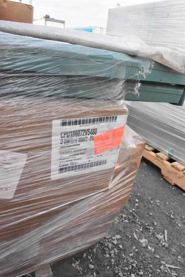 16 brand new scratch and dent items; includes shelving units. Visible Cambro tag indicating model CPU186072V5480.