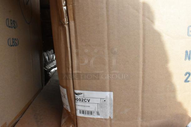 Cardboard boxes labeled "Vollrath 9002CV Full Size Bun Pan Cover" in new condition with visible taped edges.