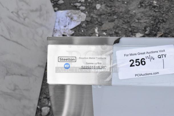 Brand new Steelton 522S31818LRC stainless steel 3-compartment sink with drainboards, 18-gauge, no legs, NSF certified.