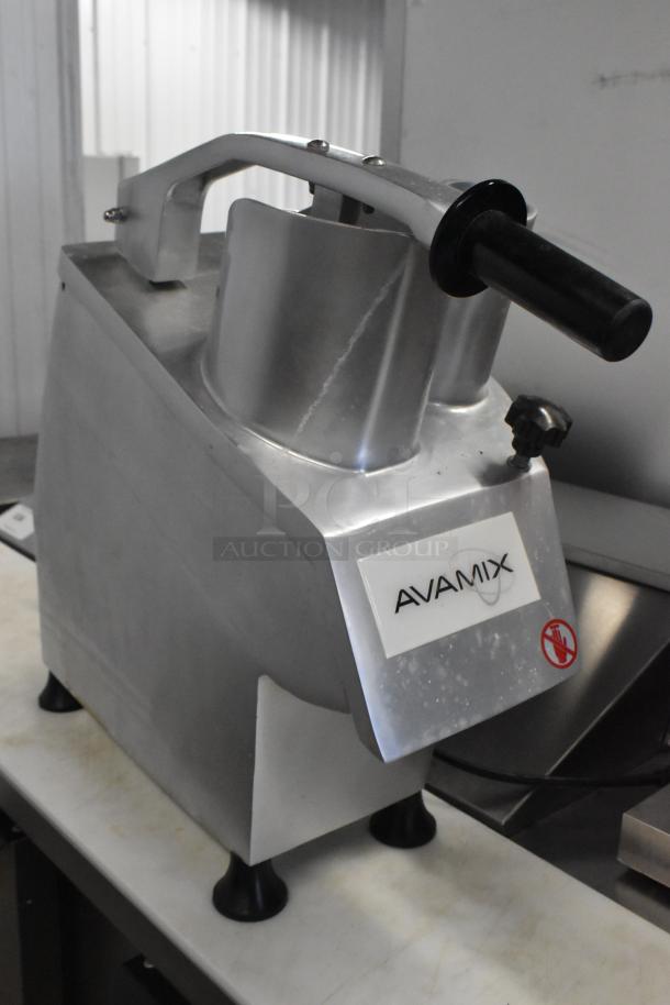 AvaMix 177CFP5D metal commercial food processor, continuous feed, 120V, 1 Phase, in good condition with AvaMix branding.