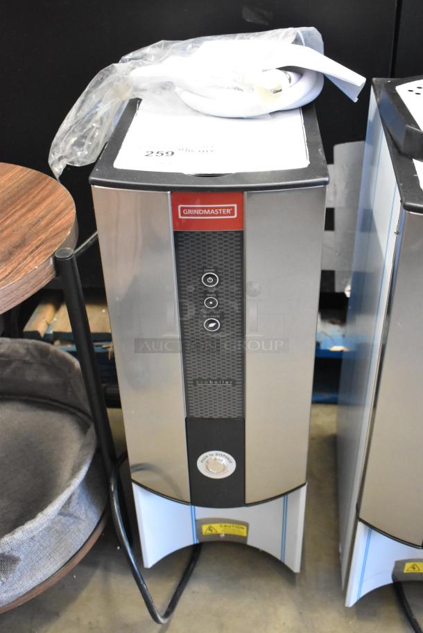 Brand new Grindmaster 1000666GM PB10US stainless steel ecoboiler. Countertop, 240V, 1 phase, minor scratches.