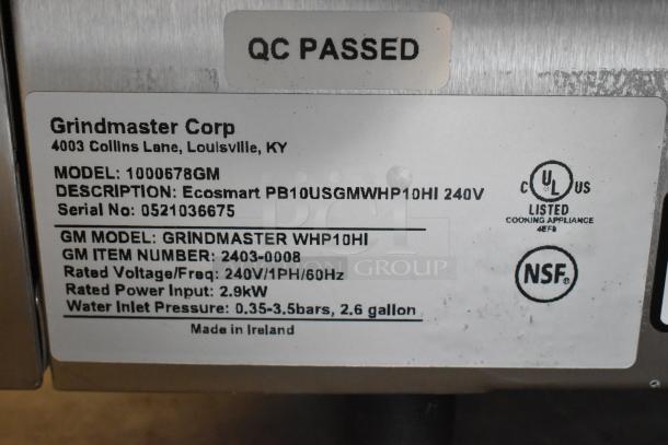 BRAND NEW Grindmaster 1000678GM PB10USG Stainless Steel Ecoboiler, 240V. QC Passed, UL and NSF certified, 2.9kW power.