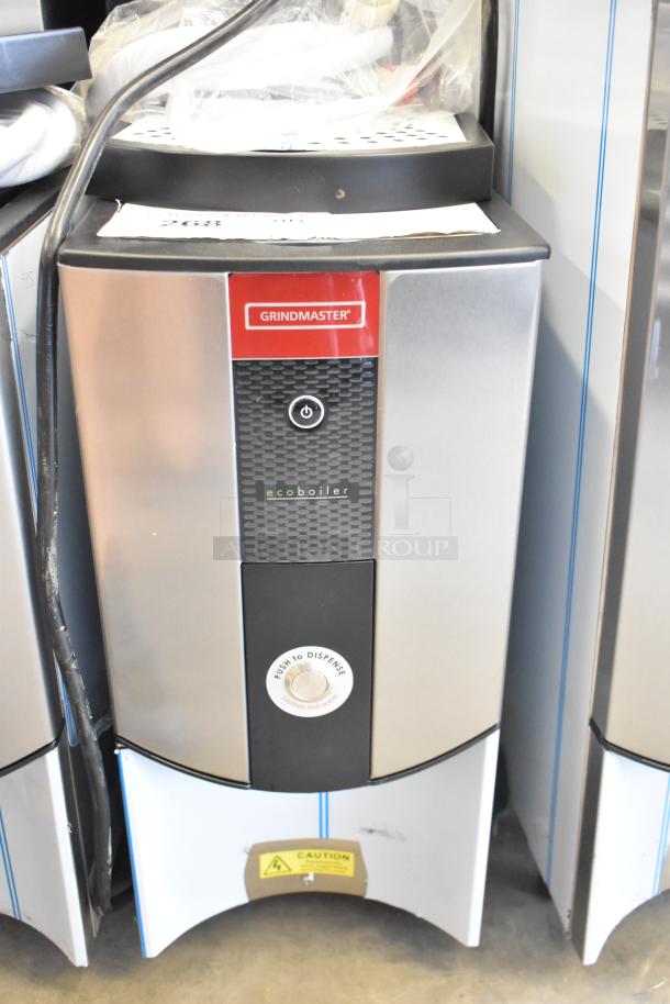 Brand new Grindmaster 1000665GM PB5US stainless steel commercial Ecoboiler hot water dispenser, 240V, scratch and dent condition.
