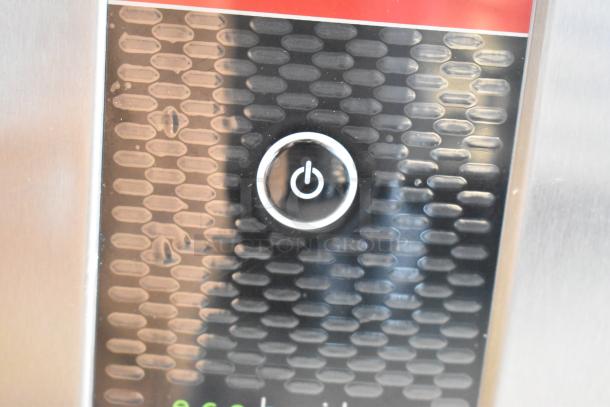 Grindmaster 1000665GM Ecoboiler hot water dispenser, stainless steel, scratch and dent, 240V, 1 Phase, power button visible.