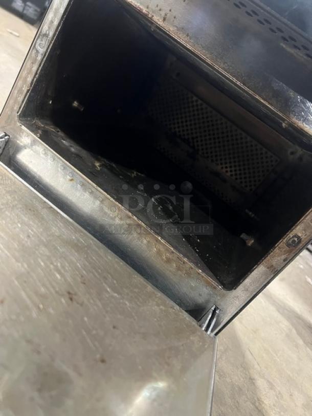 MerryChef Eikon E2S countertop high-speed rapid cook oven, black, electric, 2022 model, open door view, visible interior.