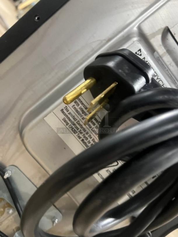 MerryChef Eikon E2S rapid cook oven power cord and label with serial number 2205213091077, 208/240V, 1 Phase.