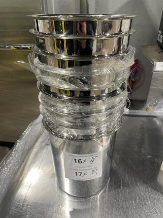 New Adcraft BMP-8 8 Quart Bain Marie Pot, Commercial Stainless Steel, Mirror Finish, Unused. Auction label visible.