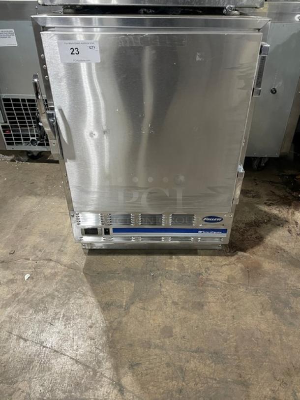 Follett Performance Plus Series REF5 undercounter stainless steel medical-grade refrigerator, with poly coated wired rack, 115V.