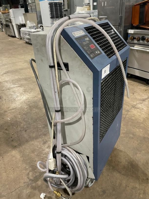 Oceanaire OWC1811 water-cooled portable AC on casters, 115V, electric-powered, features hoses, panel controls, and SN: AC2-61755.