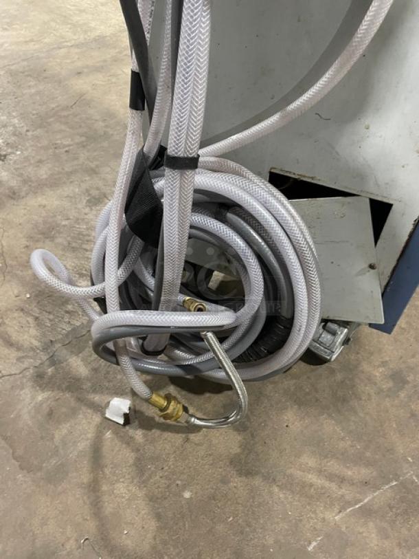 Oceanaire Model OWC1811 aquatic hoses on water-cooled, portable electric air conditioner with casters, 115V, 1 phase.