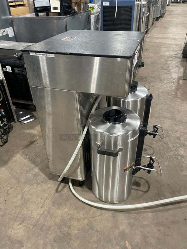 Bunn ThermoFresh Dual TF DBC Series coffee brewer, stainless steel, with hot water dispenser, digital control, model DUALTFDBC.