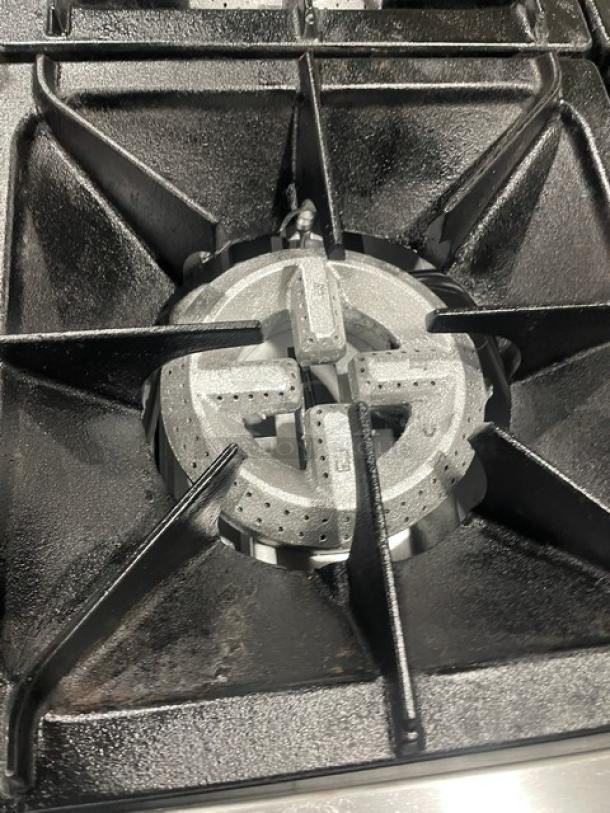 CPG Commercial Stainless Steel 6-Burner Range, Model 351S36N; features cast-iron burners; natural gas powered.