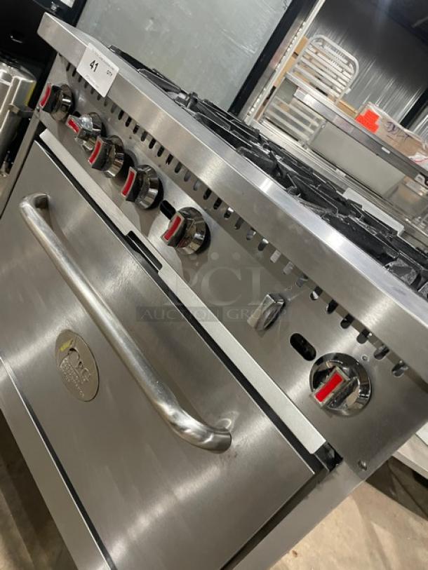 CPG Commercial Stainless Steel 6-Burner 36" Range/Oven, Natural Gas, Model 351S36N, includes wired oven rack.