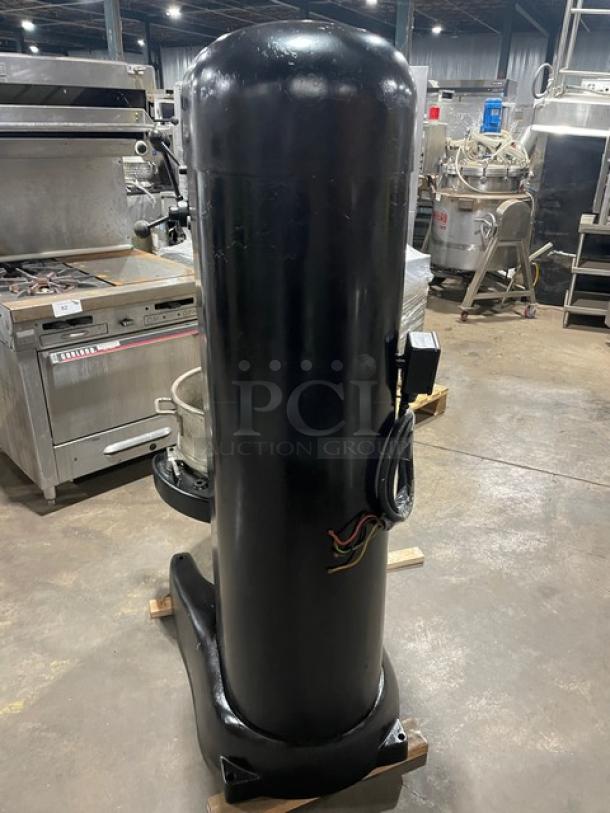 Hobart M802 commercial black 80 qt planetary dough mixer with bowl, beater, model M-802, 200V 3 phase, on legs, SN 1317020.