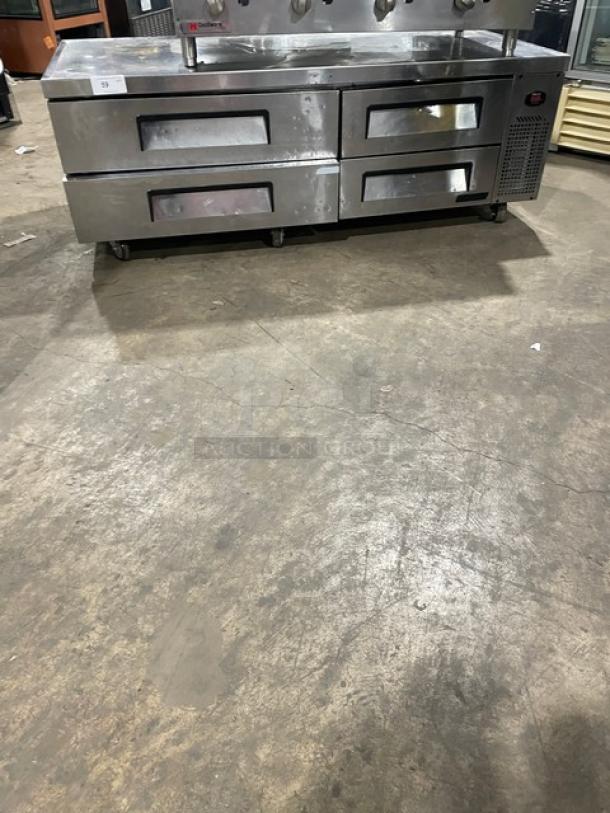 Turbo Air Super Deluxe 72" 4-Drawer Refrigerated Chef Base, Model TCBE72SDR, stainless steel, on casters, 115V.