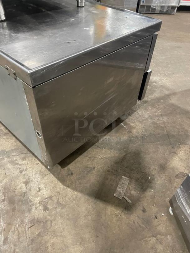 Turbo Air Super Deluxe 72" stainless steel chef base, model TCBE72SDR, with 4 drawers on casters, 115V, in used condition.