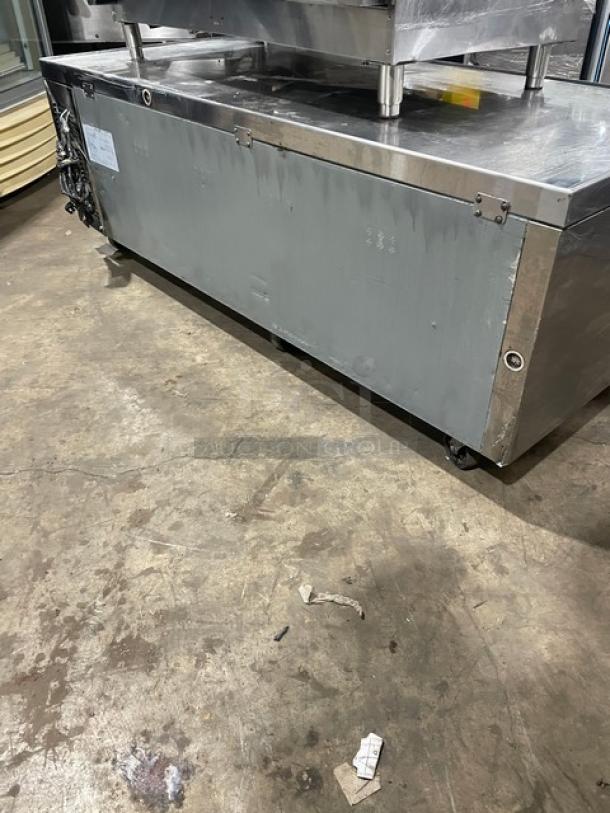 Turbo Air Super Deluxe 72" chef base, model TCBE-72SDR, stainless steel, 4 drawers, on casters, commercial-grade.