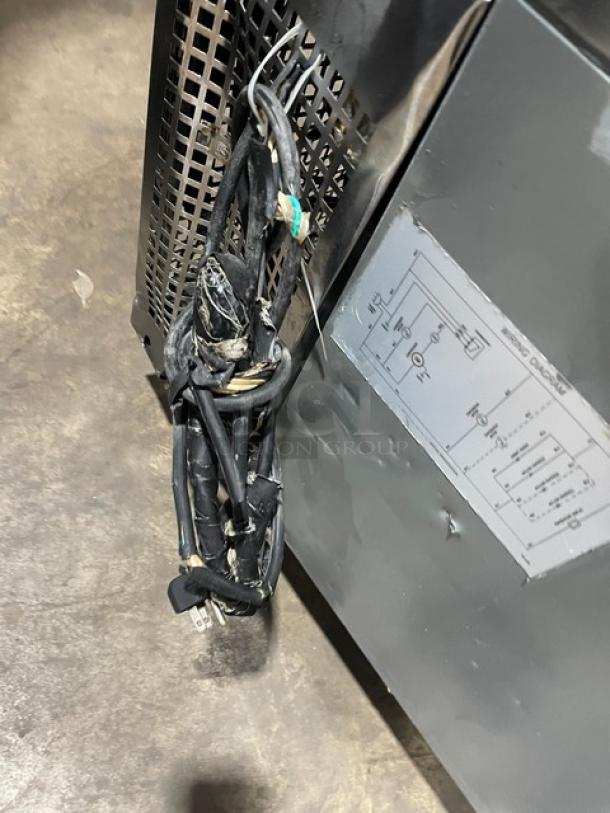 Turbo Air Super Deluxe 72" Refrigerated Chef Base, Model TCBE72SDR, 115V, on casters. Visible wiring and circuit diagram.