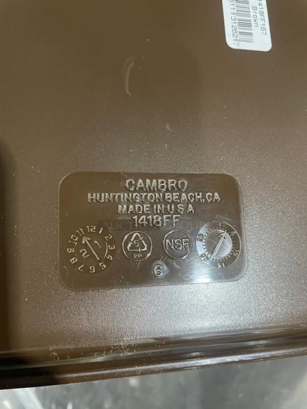 Cambro Commercial Brown 14"X18" rectangular tray, model 1418FF167, made in USA. New condition with NSF certification.