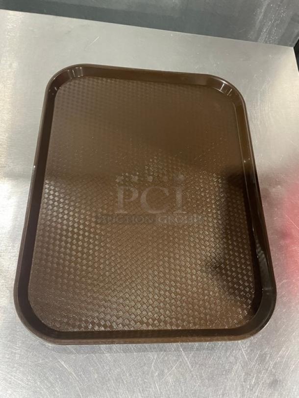 New Cambro 14"x18" brown rectangular serving tray, Model 1418FF167, textured surface, durable, commercial quality.