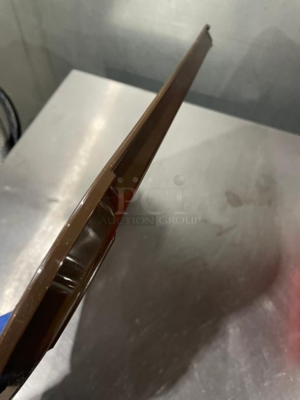 NEW Cambro 14"x18" brown rectangular tray, Model 1418FF167. Durable commercial design, perfect for fast food service.