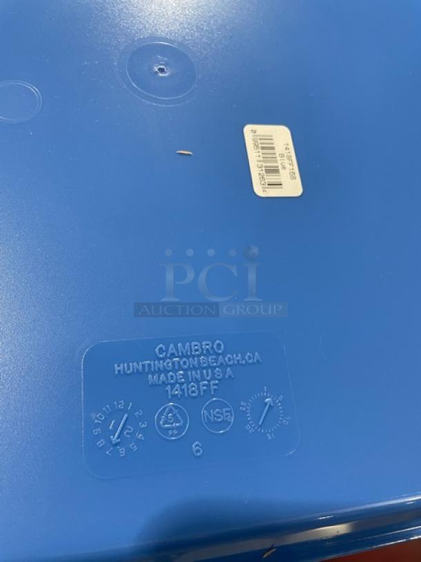 New Cambro blue 14"x18" fast food tray, Model 1418FF168, embossed marking, NSF certified, made in USA.