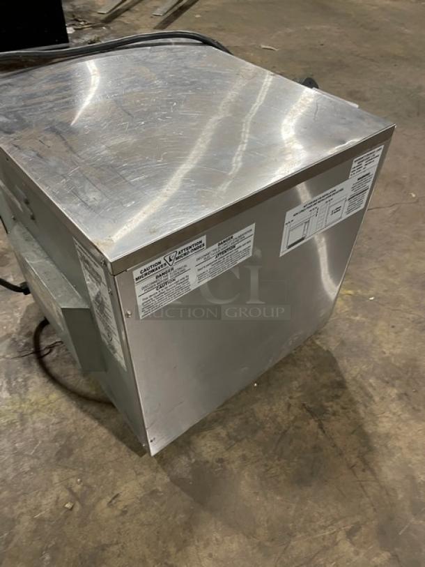 MerryChef Eikon E3 rapid cook oven, 2019 model, stainless steel, electric, with EasyTouch touchscreen; visible safety and model labels.