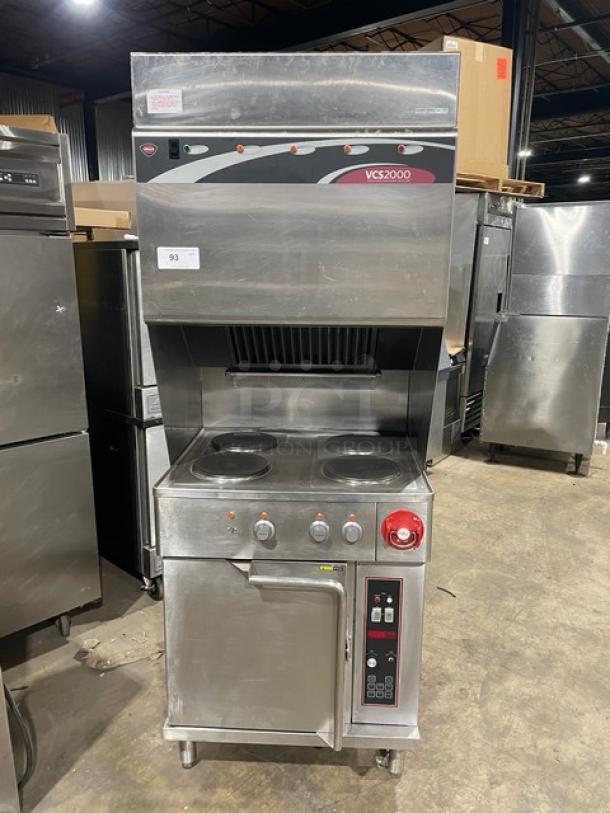 Wells VCS2000 stainless steel ventless cooking system with 4 hot plates, convection oven base, built-in Ansal system, wired rack.