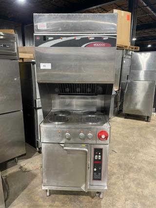 RARE FIND! Wells Commercial Stainless Steel Electric Powered Ventless Cooking System! With 4-French Hot Plate Range/Convection Oven Base! With Built-In Ansal System! With Wired Oven Rack! Model: VCS2000! 208V! On Rear Casters & Front Legs! WORKING WHEN REMOVED! - Item #1225366