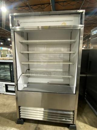 True Commercial Stainless Steel Multi-Tier Refrigerated Open Grab-N-Go Merchandiser Display Case! With Adjustable Poly Coated Wired Rack! Model: TAC-48-LD SN: 9289142! 208-230V 1 Phase! On Legs! - Item #1225371