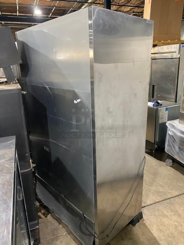 True Commercial Stainless Steel Multi-Tier Refrigerated Display Case, Model TAC48LD, with adjustable rack, on legs, SN: 9289142.