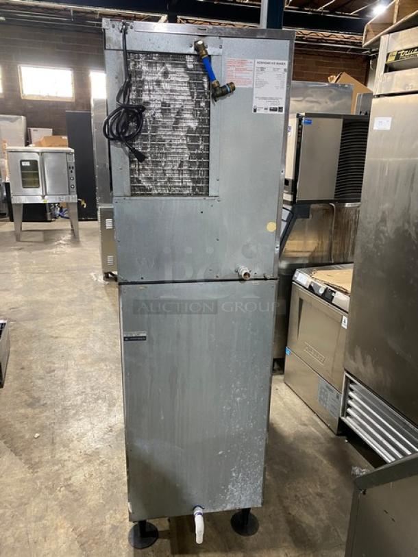Hoshizaki KM-515MAH ice machine, stainless steel, air-cooled, electric, Energy Star certified, on legs, commercial use.