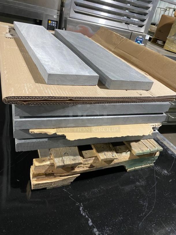 Bakers Pride stainless steel double deck pizza oven, gas powered, SN 5732, with stones, on legs, commercial use.