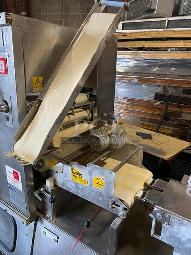 König Mini Rex Series GS2000 USA-K2 bakery dough production line, stainless steel, with Rheon twin divider, model SN: 3160052.