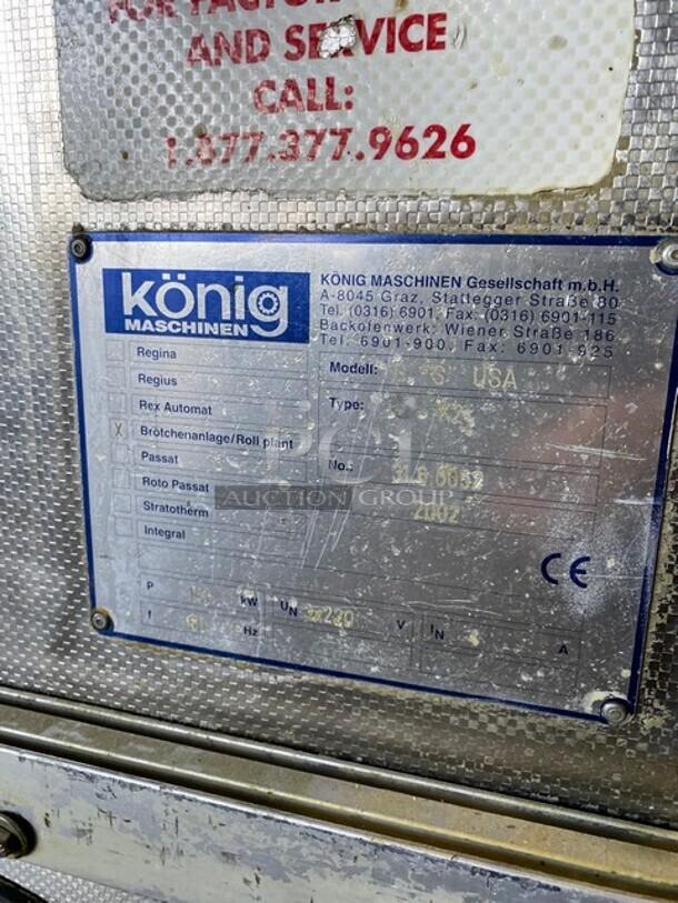 König Mini Rex Series stainless steel bakery dough dividing/rounding line, model GS2000 USA-K2, SN: 3160052, Rheon divider.