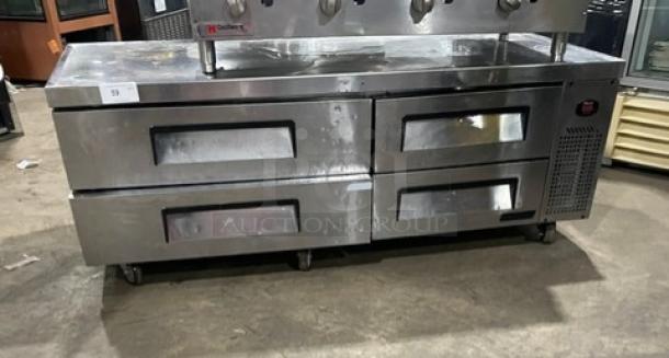 Turbo Air Super Deluxe 72" 4-Drawer Refrigerated Chef Base, Model TCBE72SDR, stainless steel, on casters, 115V.