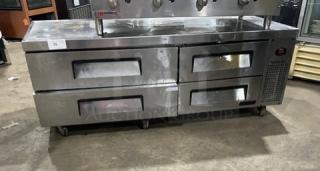 Turbo Air Super Deluxe 72" 4-Drawer Refrigerated Chef Base, Model TCBE72SDR, stainless steel, on casters, 115V.