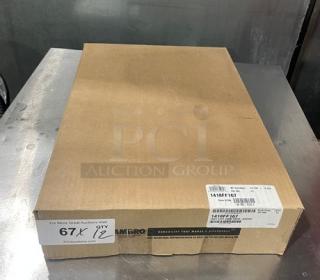 New Cambro 14"x18" brown fast food serving tray, Model 1418FF167, in original packaging. Box labeled with model info.