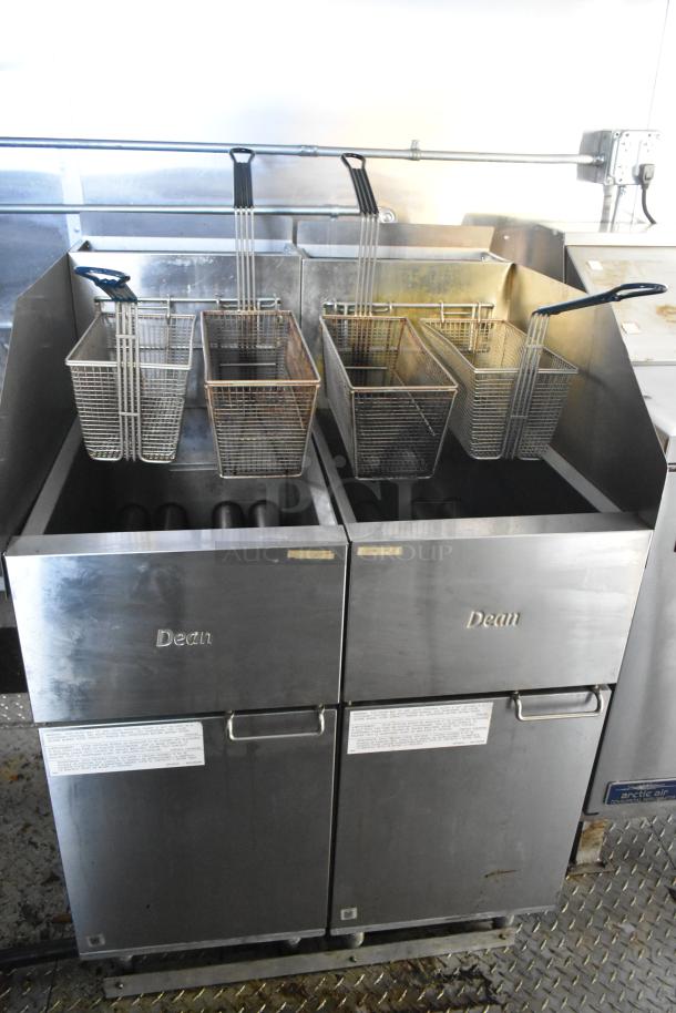 Dean fryer in excellent condition, part of a fully equipped Cruising Kitchens food trailer. Includes multiple baskets for high-capacity frying.