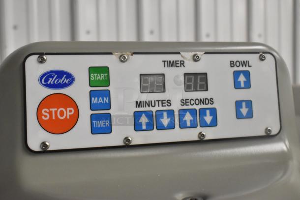 BRAND NEW Globe SP80 Metal 80 Quart Planetary Dough Mixer control panel with start, stop, timer buttons, 220V, 3-phase.