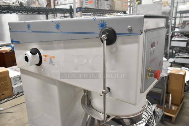 Brand new 2022 Varimixer V60A 60-quart dough mixer with bowl, guard, whisk, dough hook, pastry attachments. 208V, 3-phase.