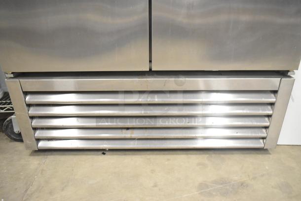 True T-35 Stainless Steel Commercial 2 Door Reach-In Cooler. Model T-35, 115 Volts, 1 Phase, features vented front panel.