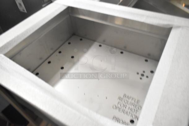 Hatco HCWBIR-2DA stainless steel dual temp hot/cold food well, 240V, 3 phase. Features two pan design, new condition.