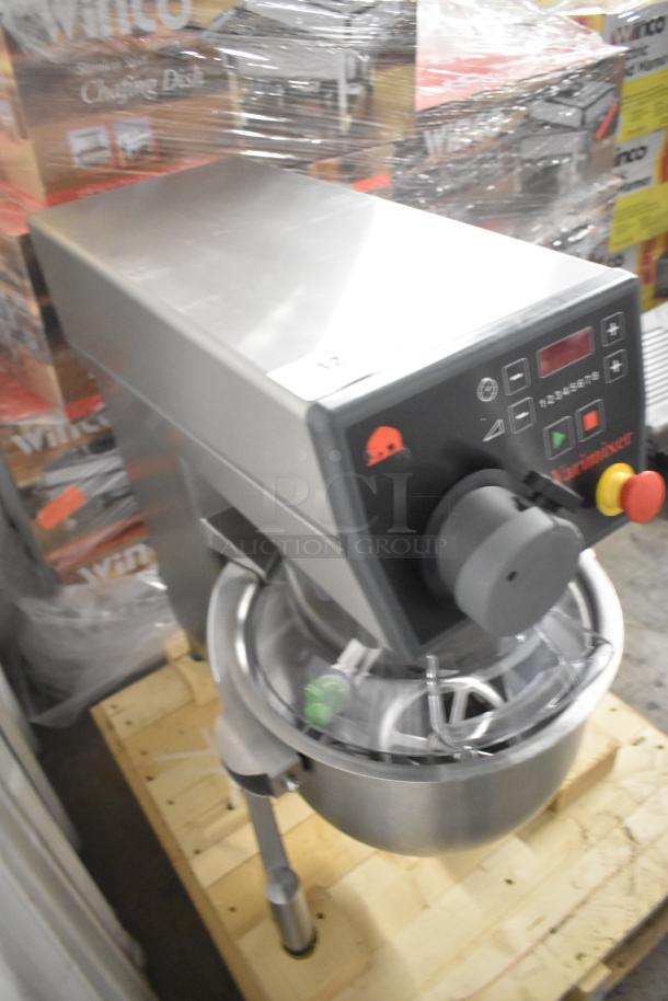 Brand new 2024 Varimixer V20KT 20 Quart Metal Commercial Dough Mixer with bowl, guard, 120V, 1 phase, pristine condition.