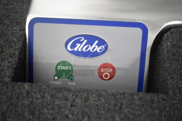 Globe S13-05 stainless steel meat slicer control panel with start and stop buttons, brand new.